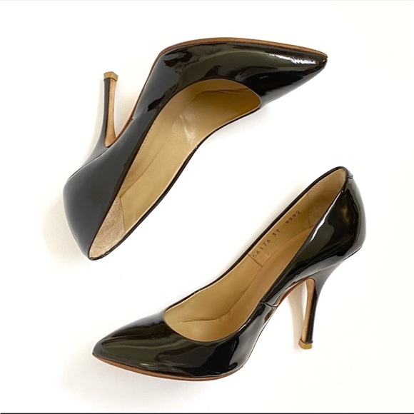 Giuseppe Zanotti patent leather black pointed toe slip on high heel dress pumps - Picture 6 of 10